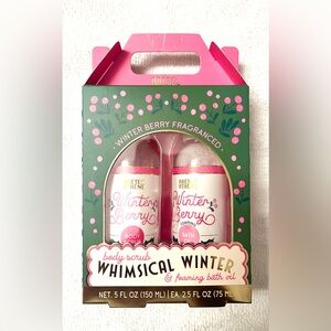 Arete & Athene whimsical Winter Berry Body Scrub & Foaming Bath Set New NIB